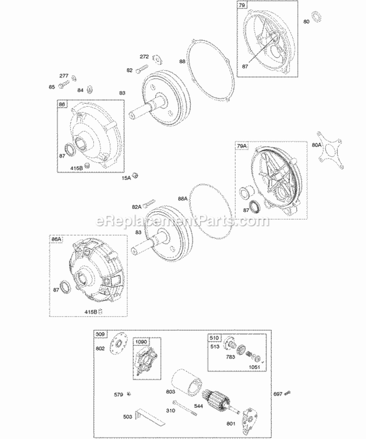 Electric Starter Gear Reduction Diagram and Parts List for 201412-0116-E1  Briggs and Stratton Engine
